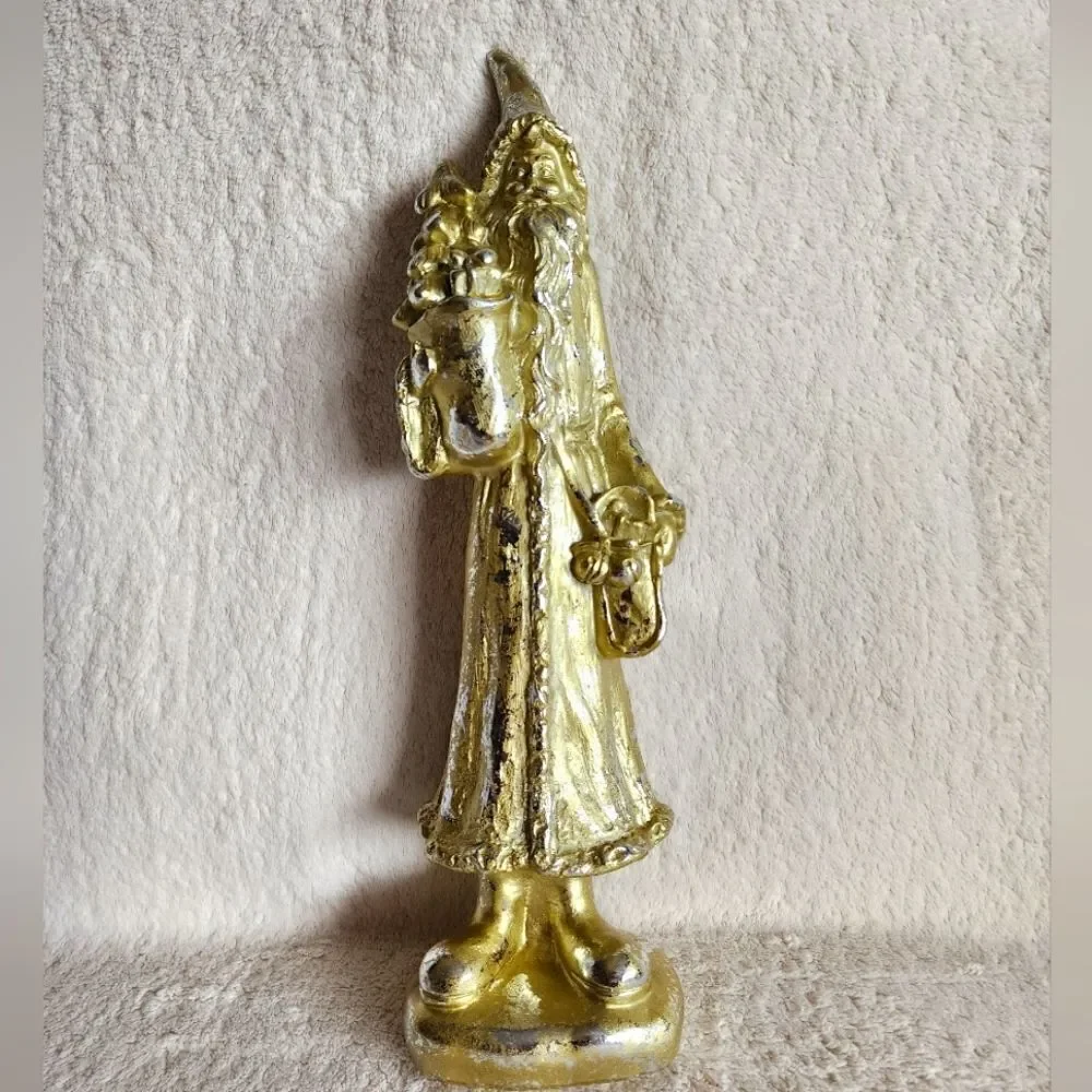 New shimmered Santa with Bag and Christmas tree Figurine 15 in long